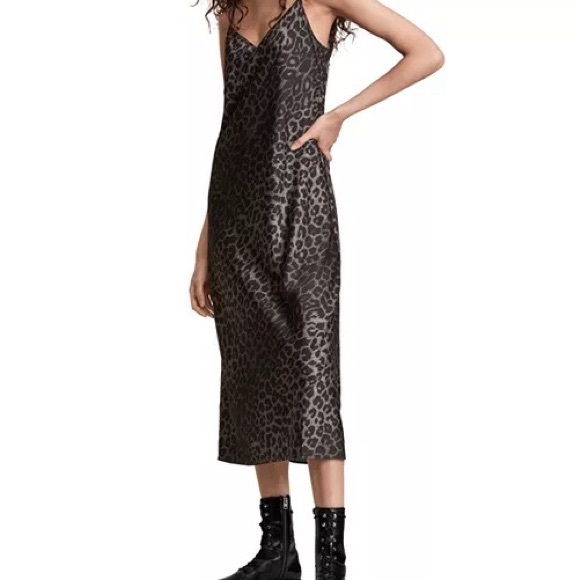ALL SAINTS Leopard Print Slip Dress - Picture 1 of 4